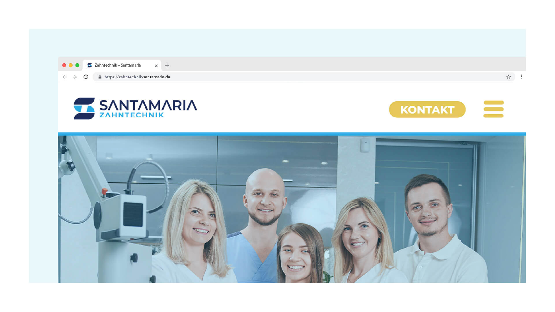 Santamaria Zahntechnik Website-Ansicht Favicon und Header