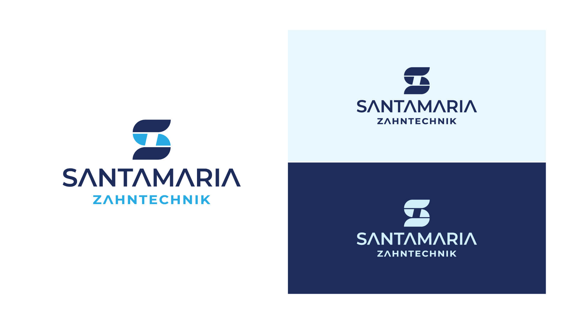 Vertikale zweizeilige Logovariante von Santamaria Zahntechnik