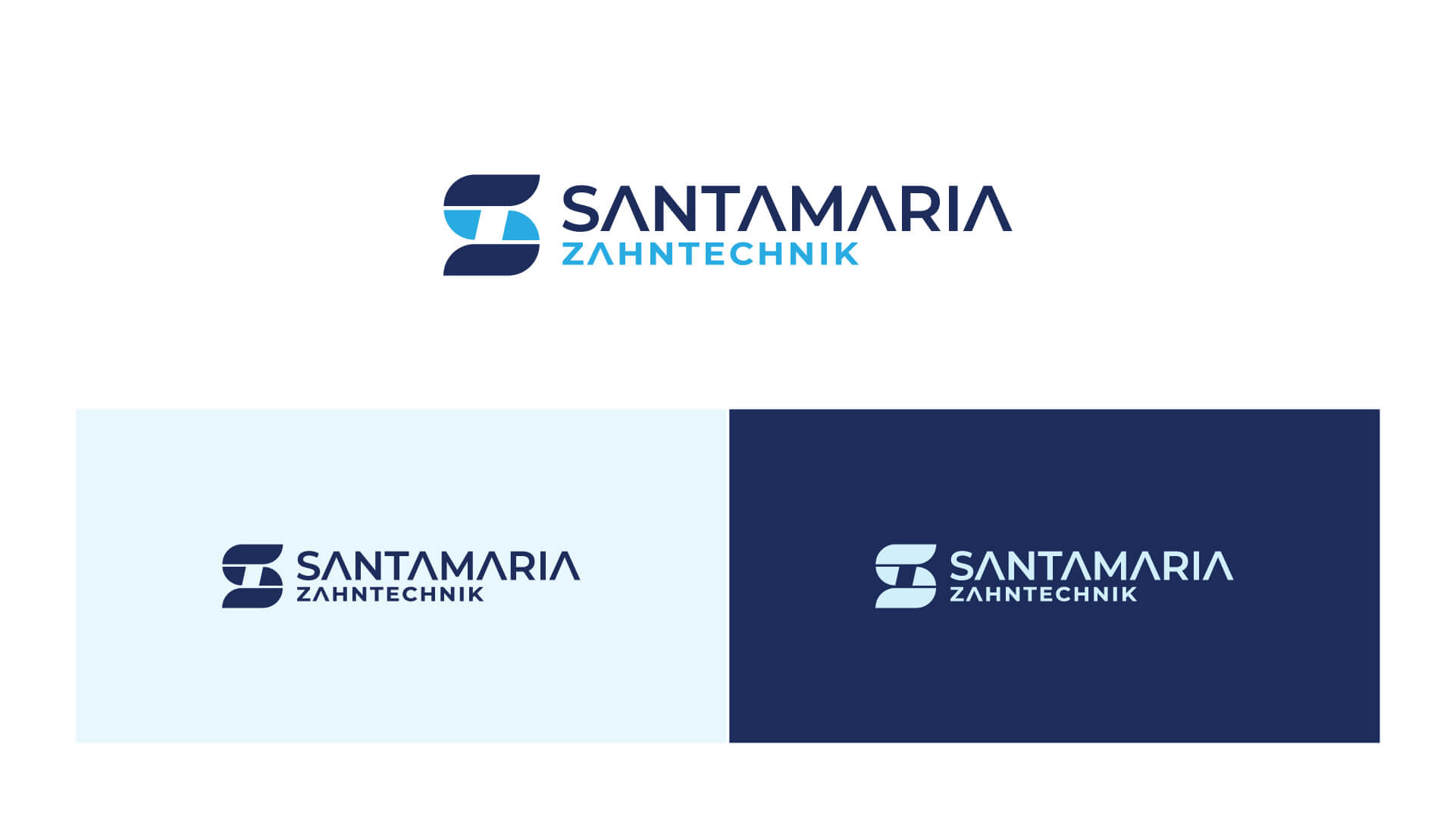 Horizontale zweizeilige Logovariante von Santamaria Zahntechnik