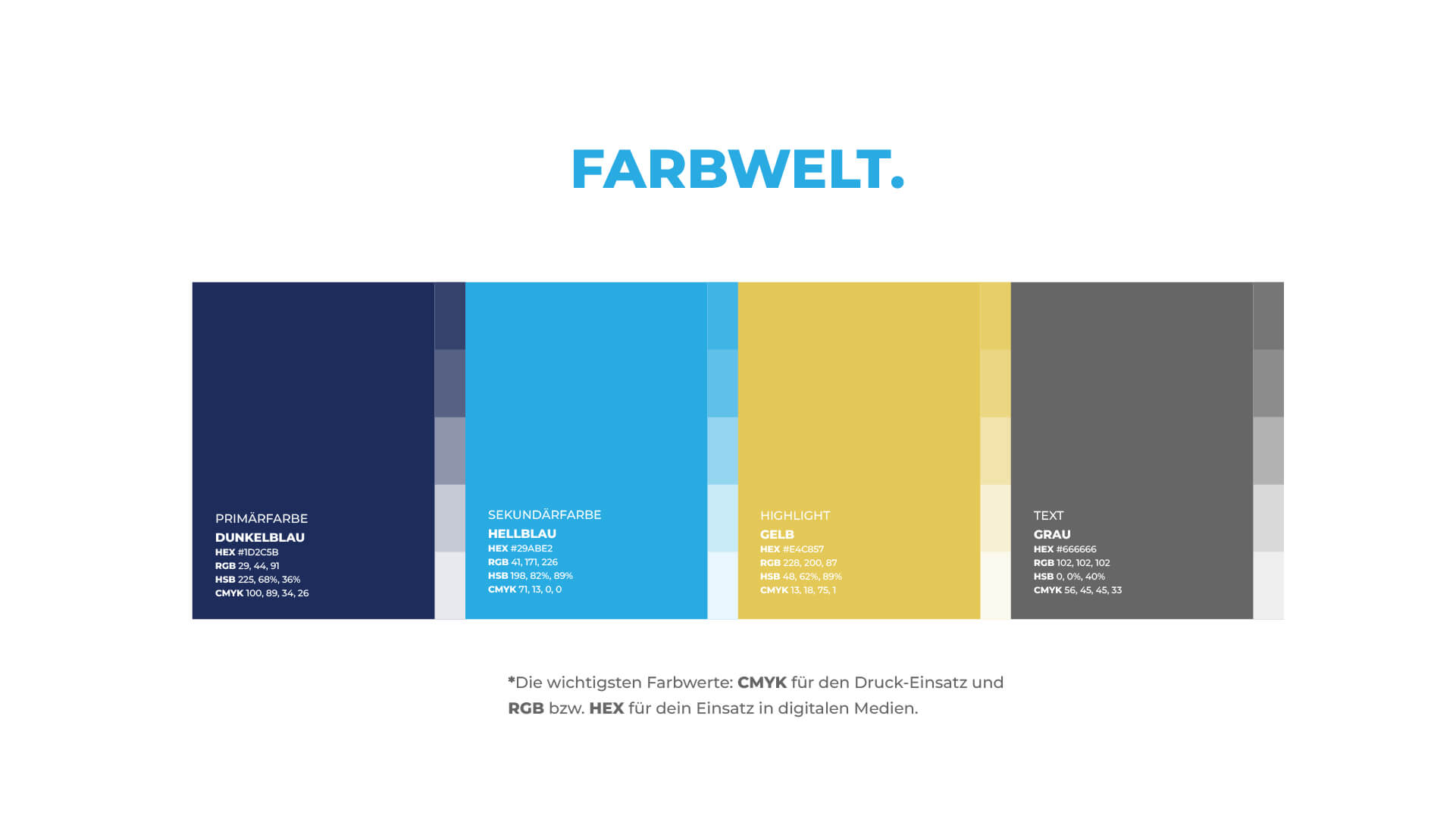Farbpalette des Corporate Designs von Santamaria Zahntechnik
