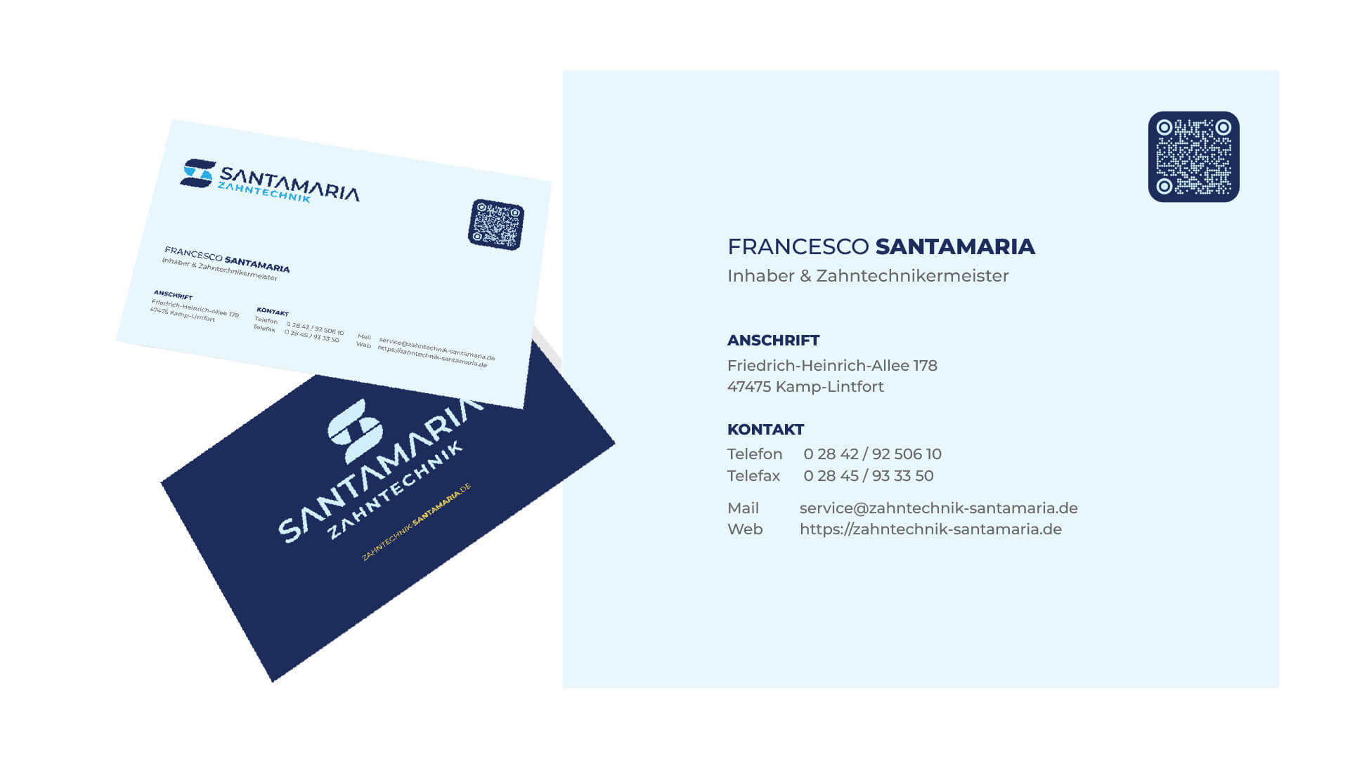 Visitenkarten im Corporate Design von Santamaria Zahntechnik