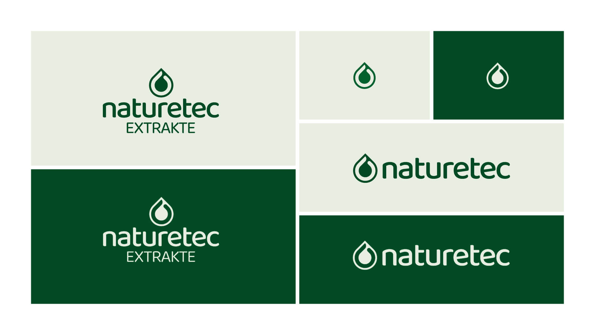 Keyvisual und Logovarianten auf hellem und dunklem Grund von Naturetec