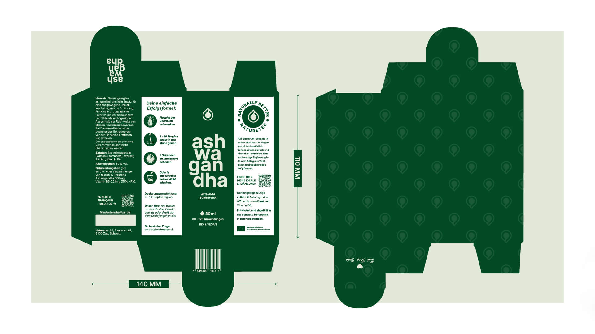 Gestaltung der Umverpackung für die Produkte von Naturetec