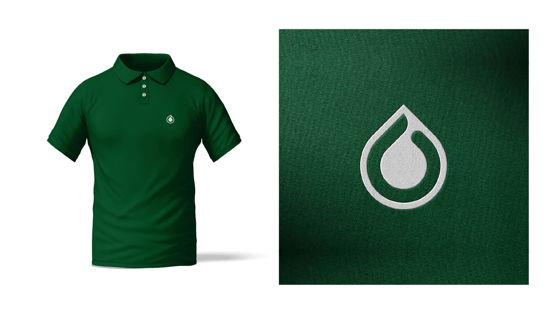 Logo von Naturetec auf einem Poloshirt und als Stickerei
