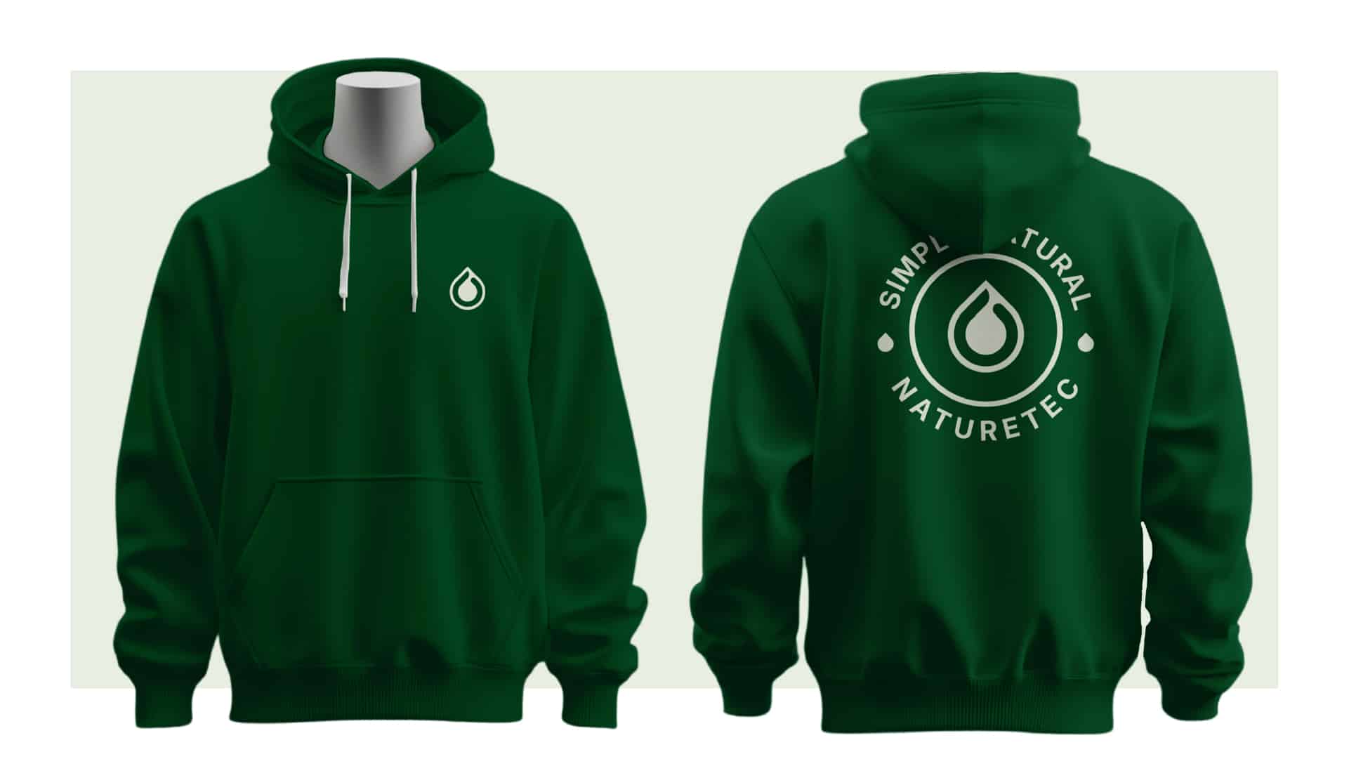 Logo und Badge von Naturetec auf einem Hoodie