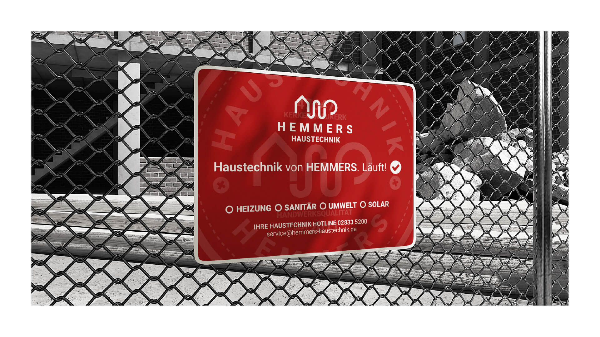 Werbeschild an einem Zain von Hemmers Haustechnik