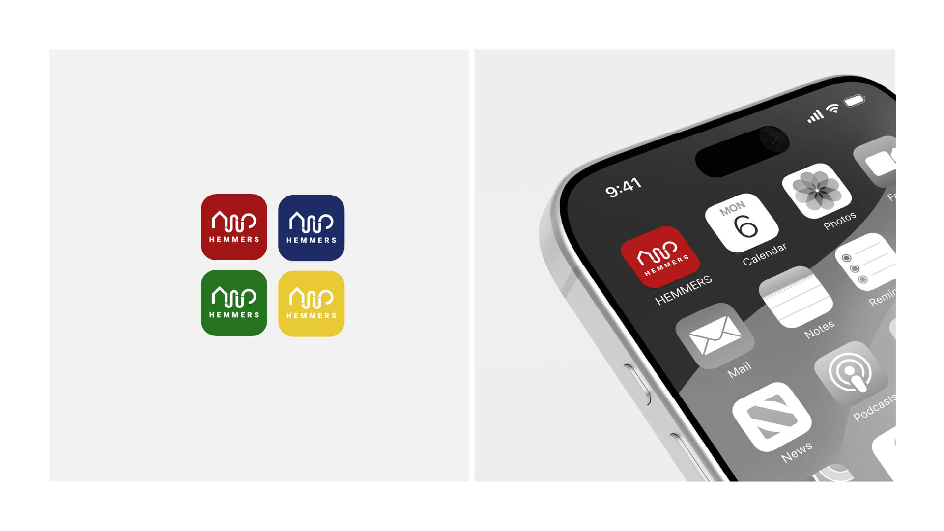 Icon-Übersicht von Hemmers Haustechnik und Anwendung auf einem Smartphone