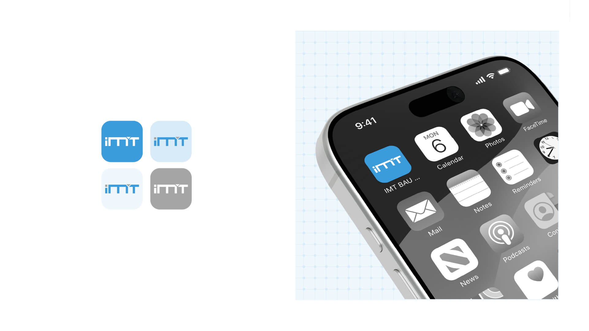 Icon-Übersicht von IMT Baumanagement – Ingenieurbüro Michael Thelen und Anwendung auf einem Smartphone