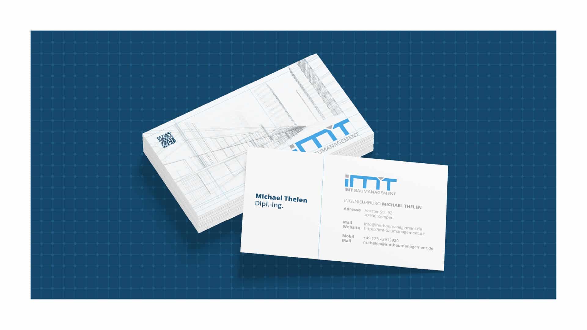 Visitenkarten im Corporate Design von IMT Baumanagement – Ingenieurbüro Michael Thelen