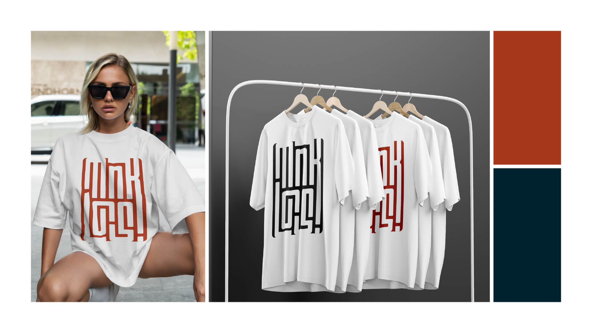 Das Logo von MONKILICIOUS in schwarzer und roter Version auf weißem T-Shirt