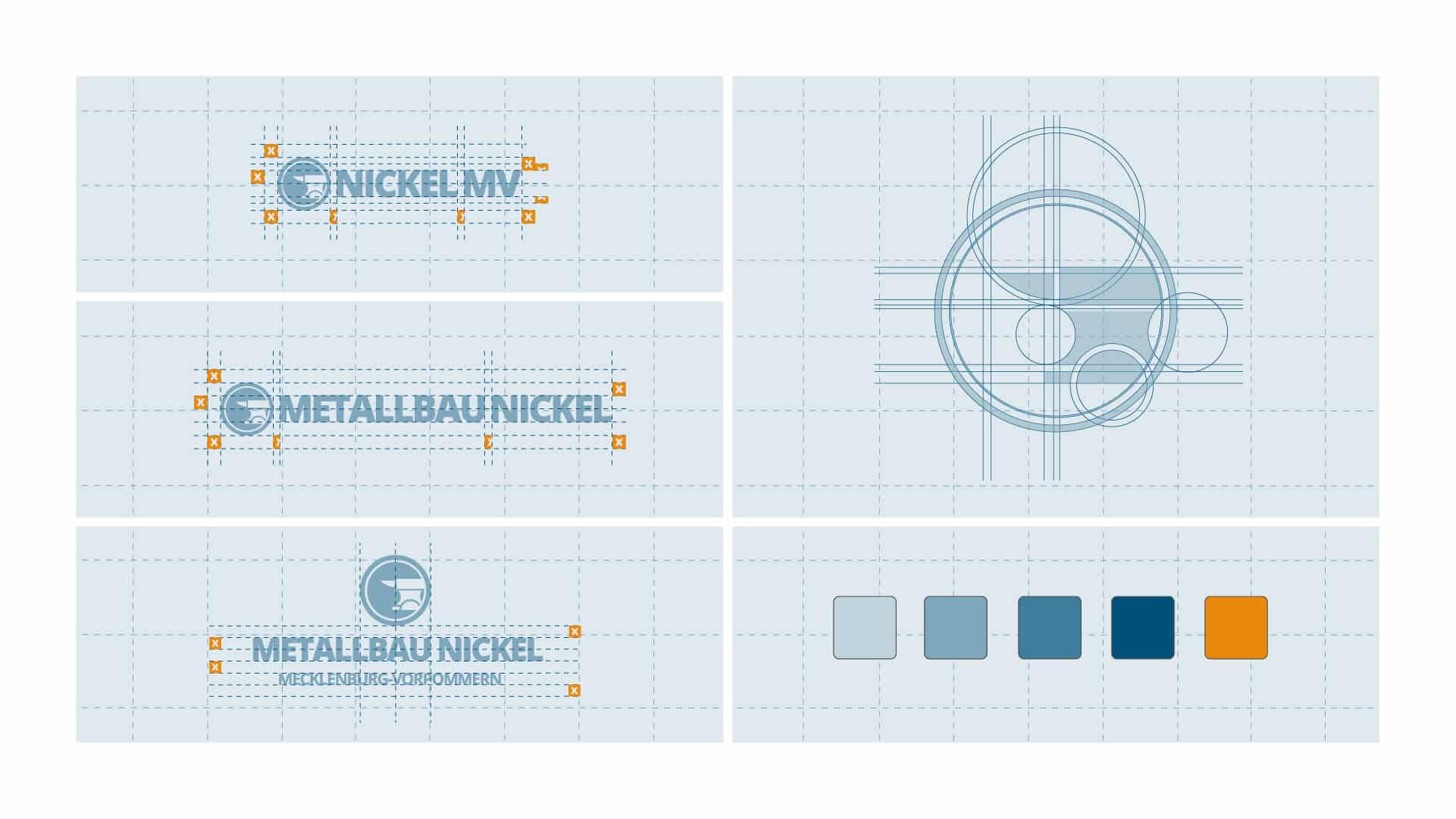 Konstruktion der Logo-Varianten und des Keyvisuals von Metallbau Nickel