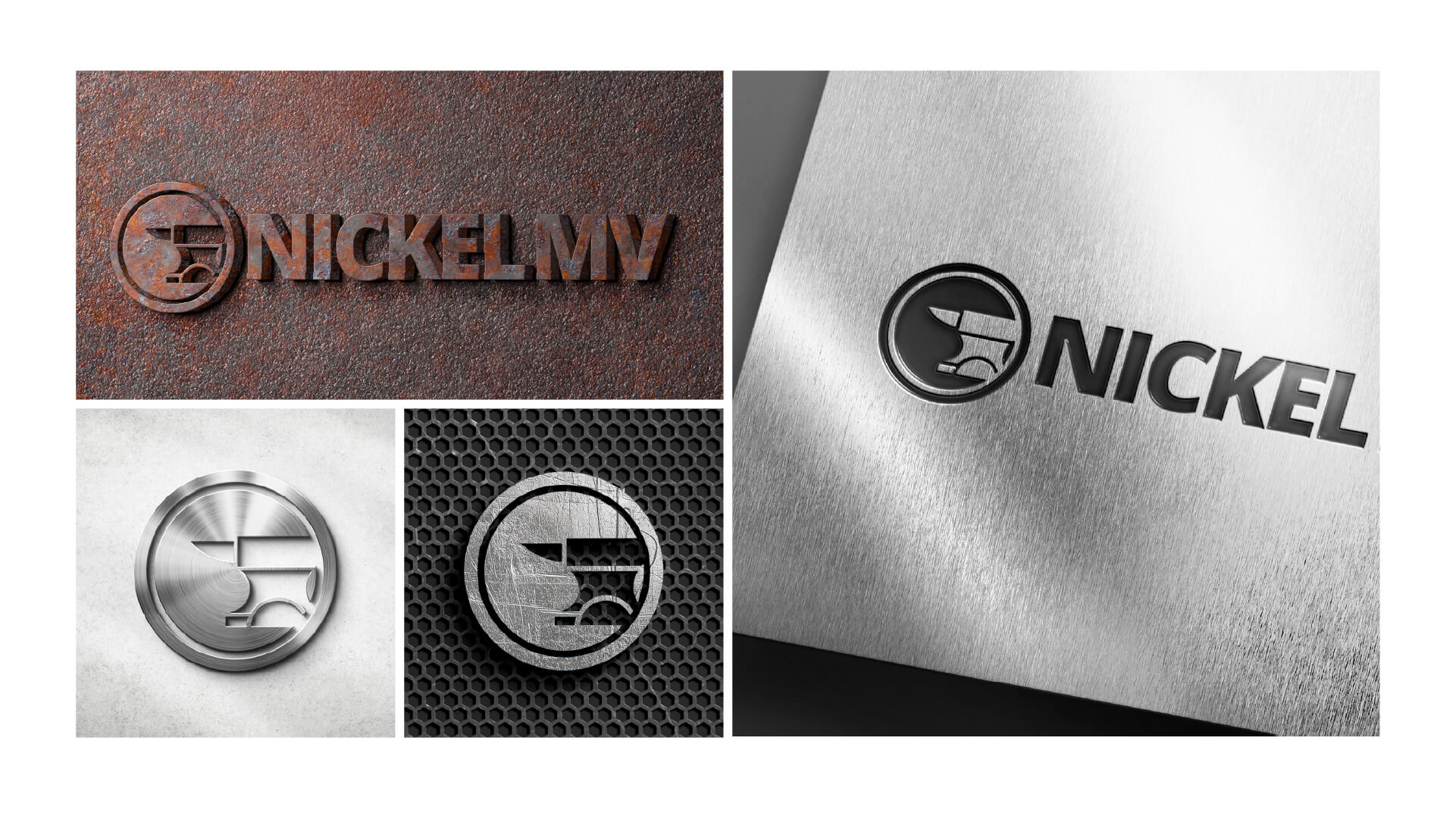 3D-Logo-Präsentation von Metallbau Nickel in Rost- und Edelstahl-Optik