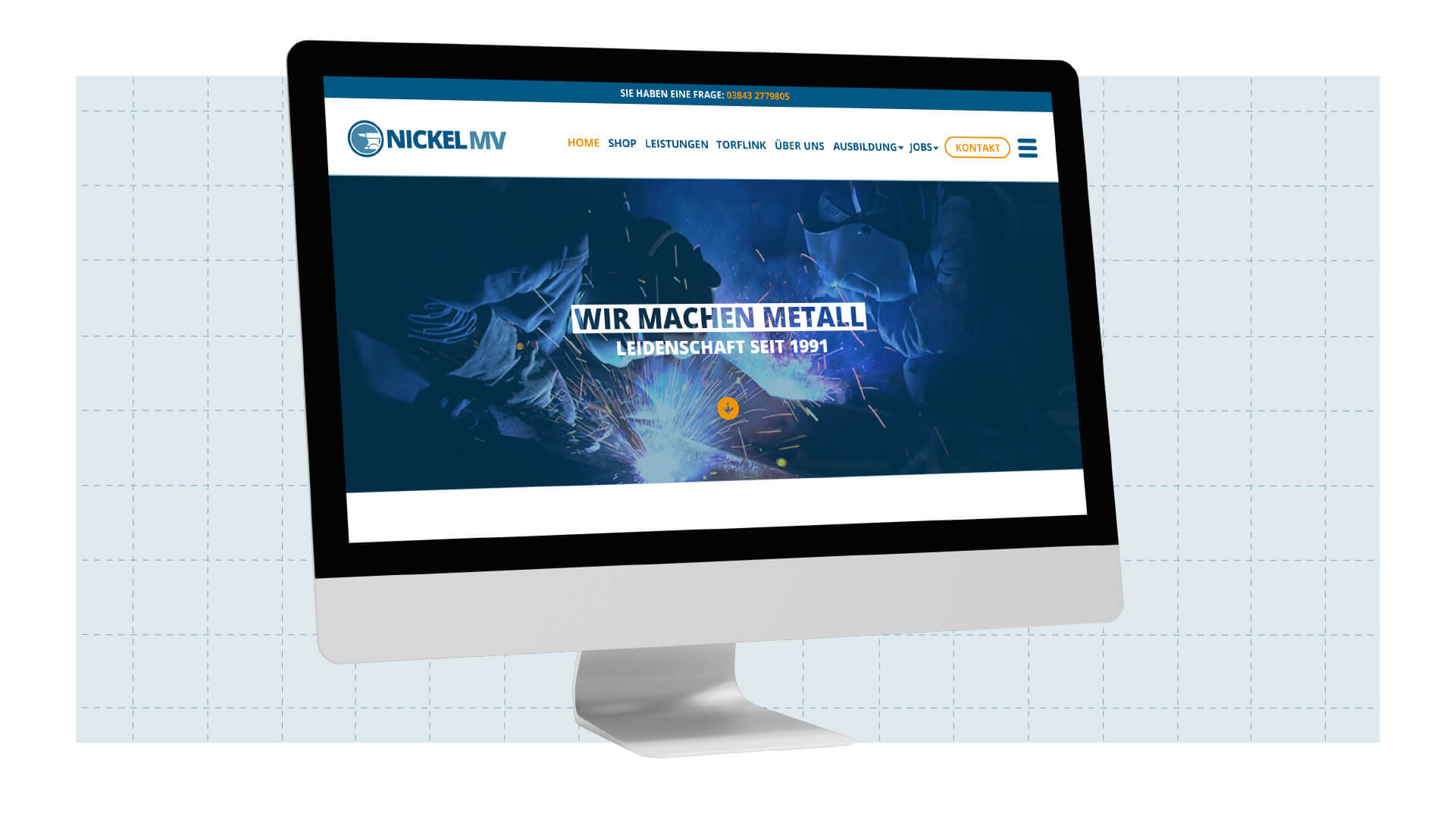 Ansicht des Website-Header von Metallbau Nickel auf einem Desktop