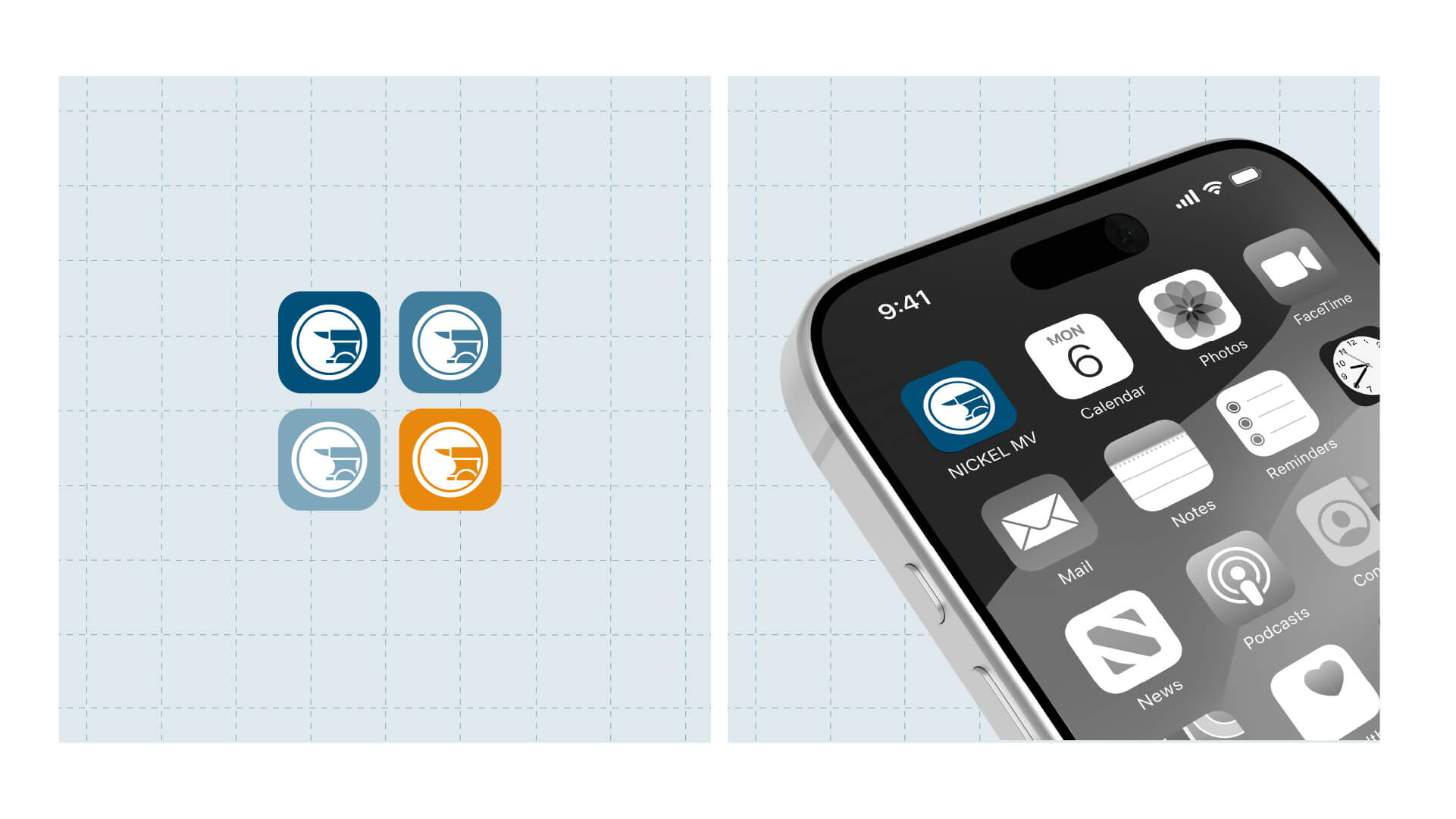 Icon-Übersicht von Metallbau Nickel und Anwendung auf einem Smartphone