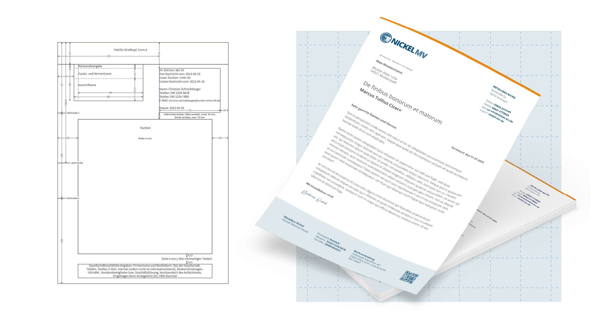 Geschäftspapier im Corporate Design von Metallbau Nickel