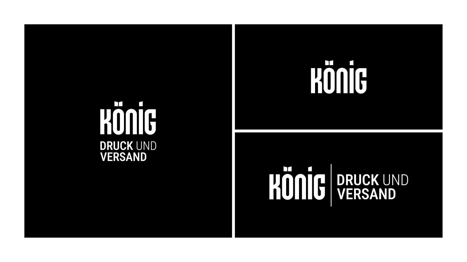 Abbildung der Logo-Varianten von König Druck & Versand