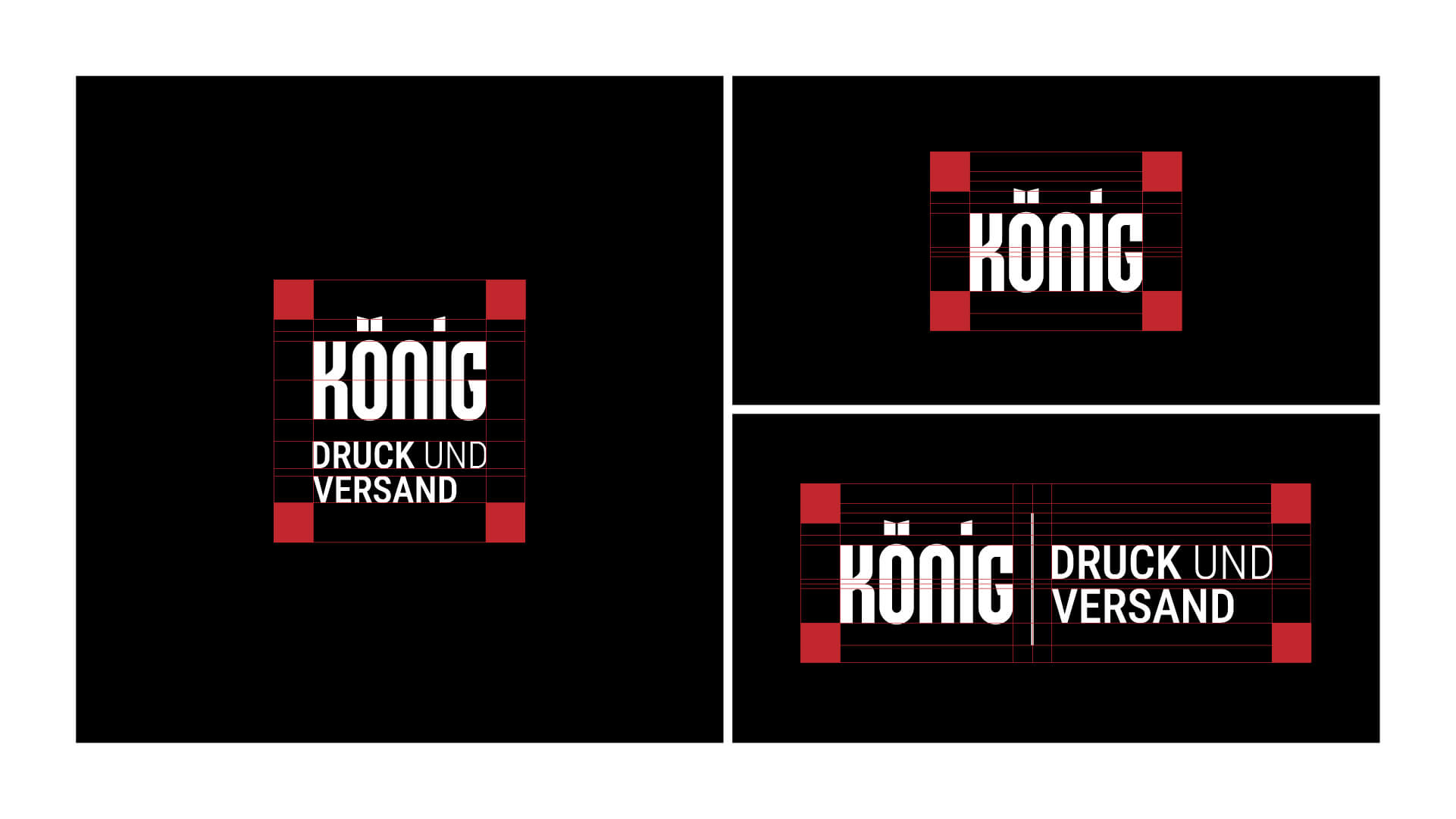 Konstruktion der Logo-Varianten von König Druck & Versand