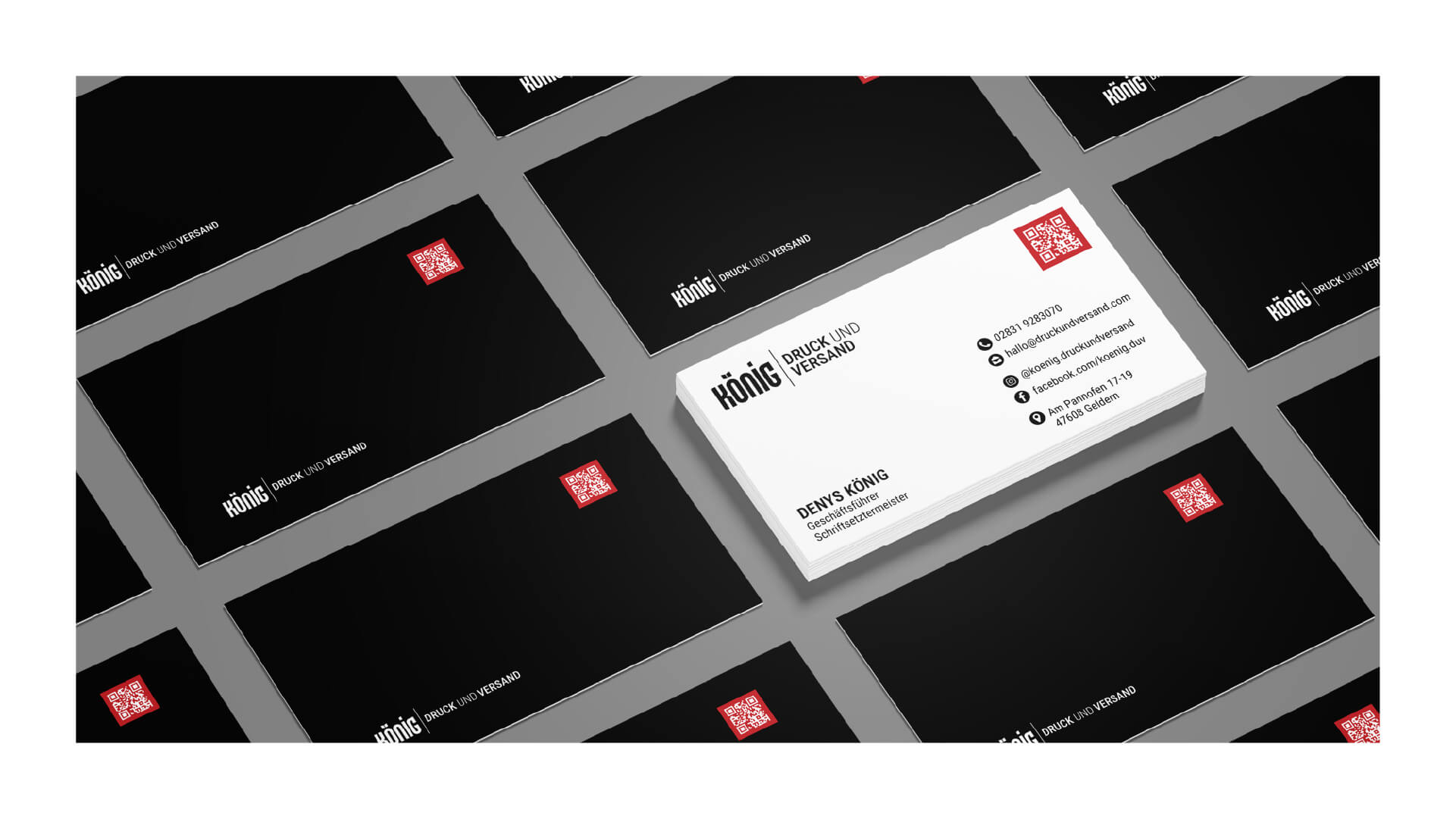 Visitenkarten-Übersicht im Corporate Design von König Druck & Versand