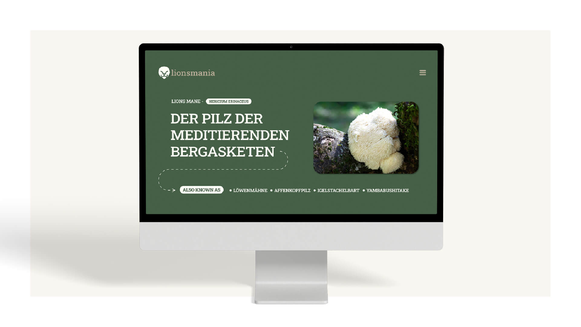 Ansicht des Website-Header von lionsmania auf einem Desktop