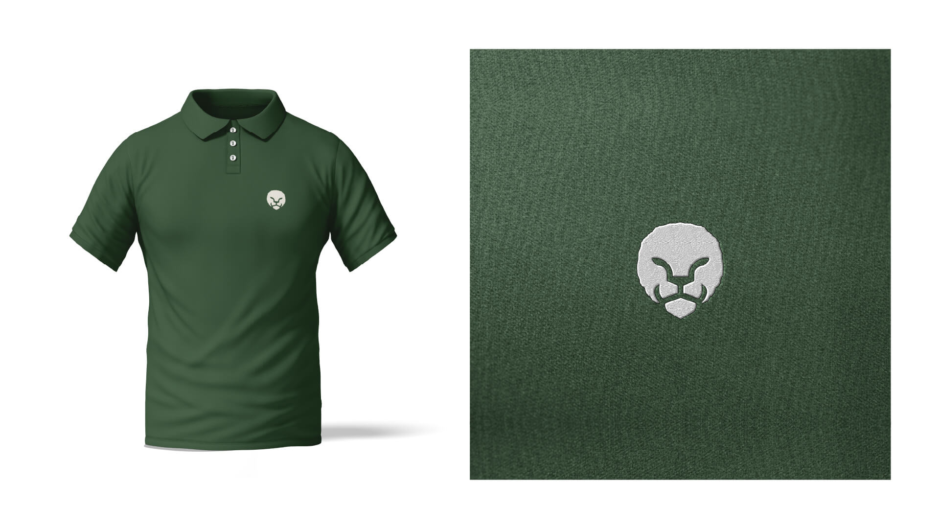 Logo von lionsmania auf einem Poloshirt und als Stickerei