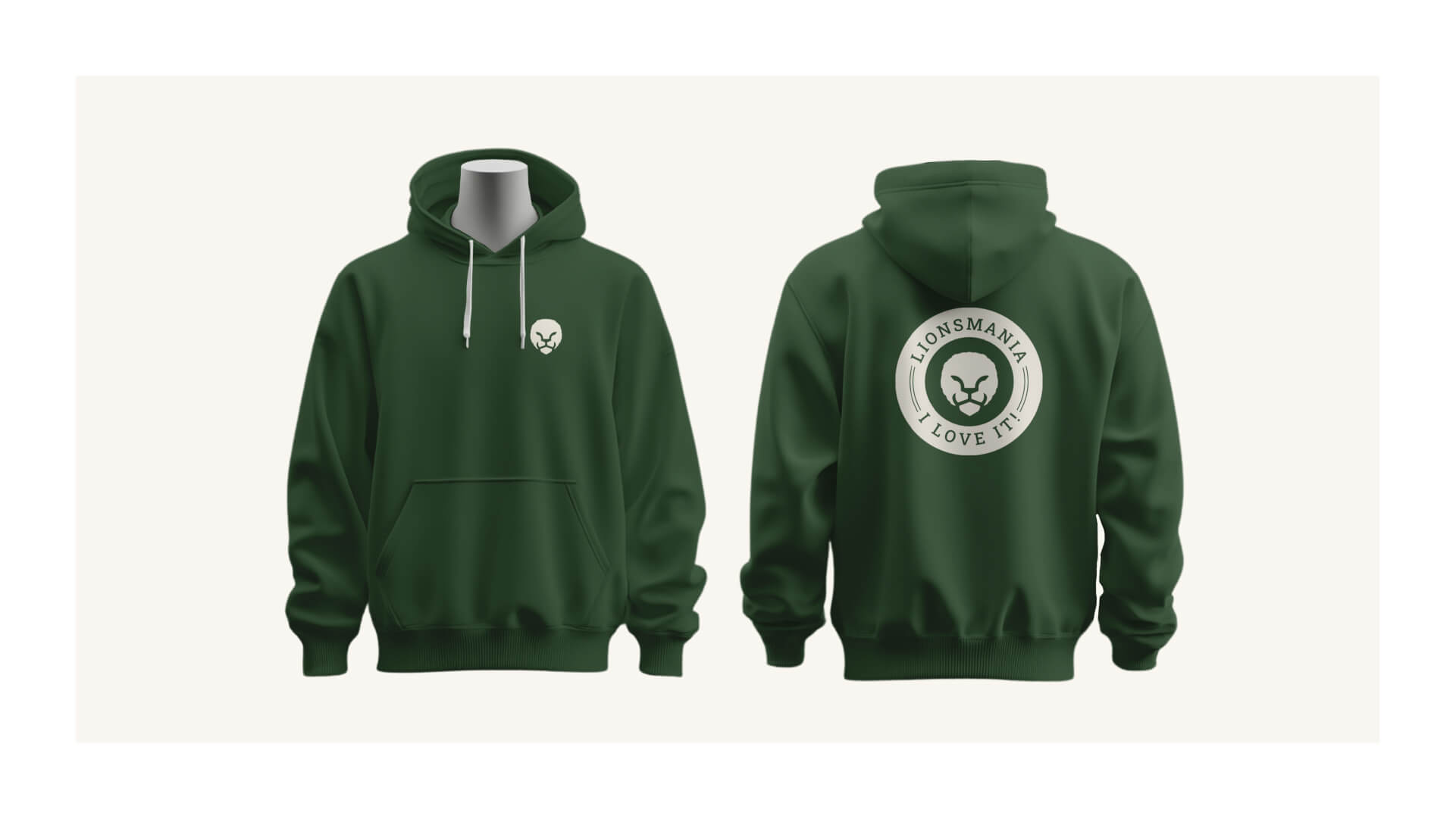 Logo und Badge von lionsmania auf einem Hoodie