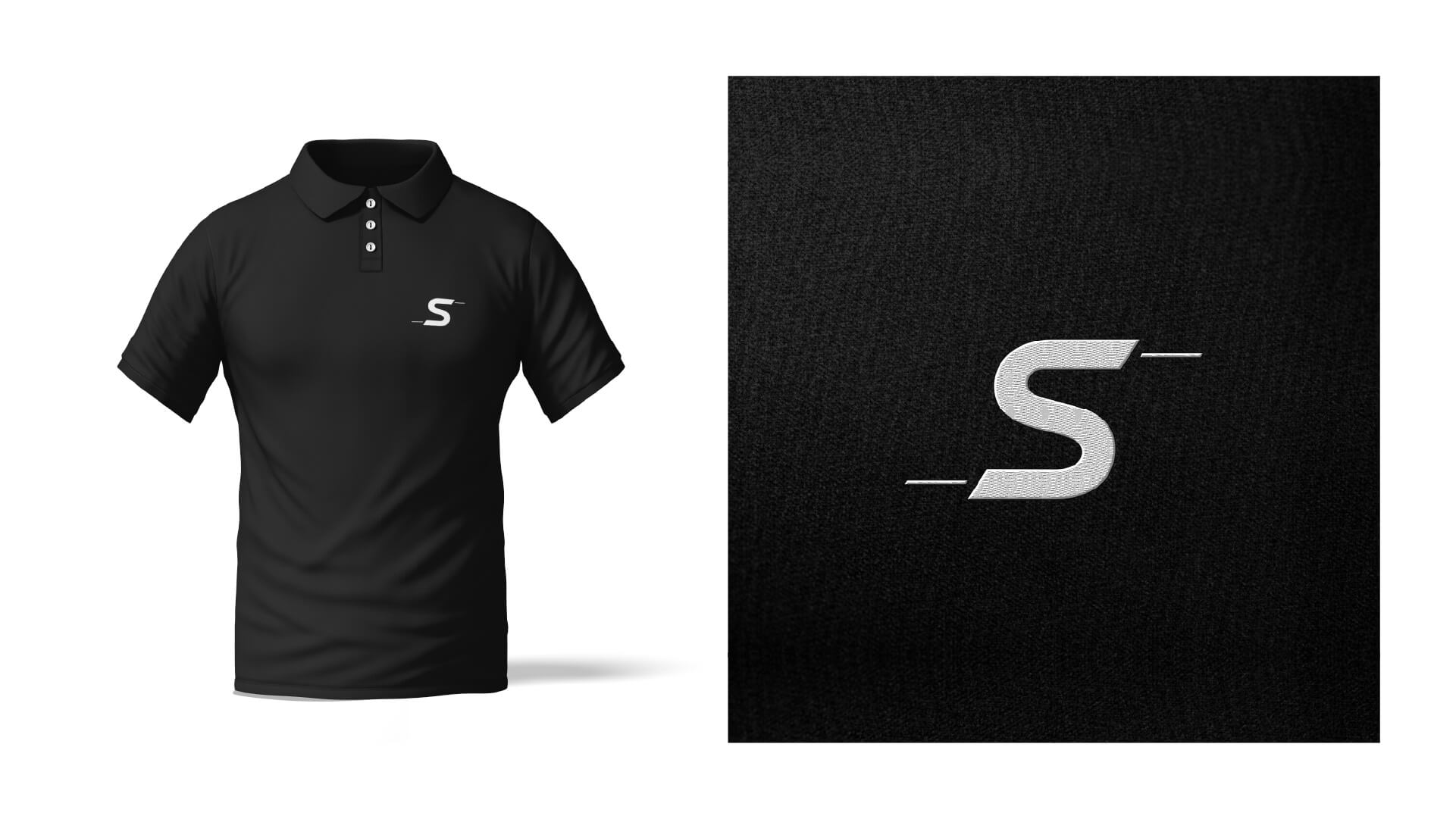 Logo-Visual von Steeltrans auf einem Poloshirt und als Stickerei
