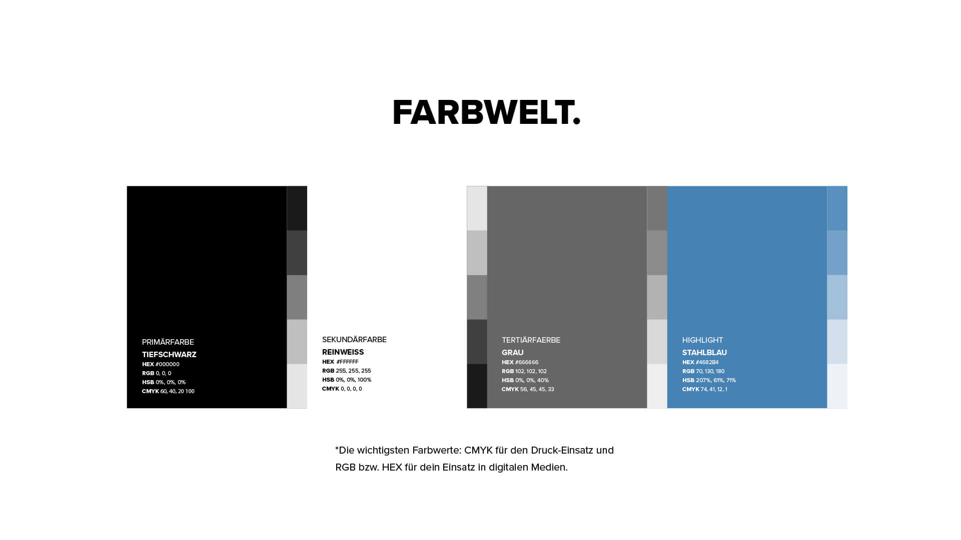Farbpalette des Corporate Designs von Steeltrans